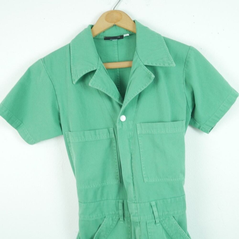 BIG BUD PRESS Short Sleeve Cotton Twill Jumpsuit Light Green USA XS Utility Work - Picture 5 of 10